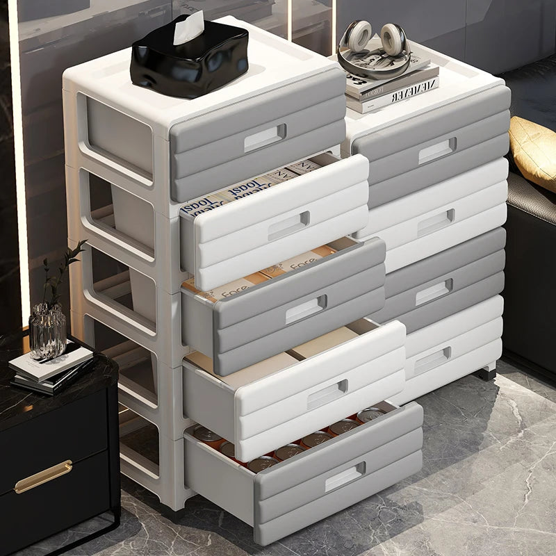 13.78 Inch Wide Drawer Storage Cabinet,3-6 Tier Rolling Mobile Organizer with Wheels,Gray/Brown Options for Living Room/Bedroom Oasis Select