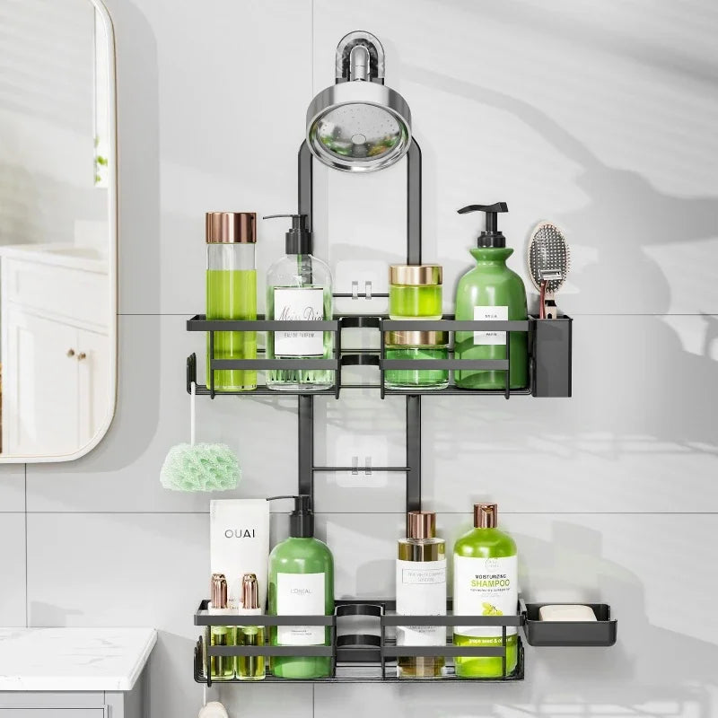 Bathroom rack Shower room hanger No punching faucet shower rod hanging basket Bathroom wall-mounted storage rack Oasis Select