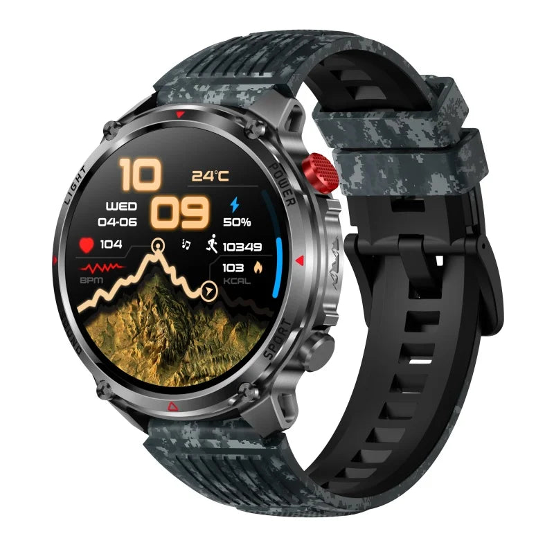Smart Watches Waterproof Men BT Call Compass LED Flashlight Outdoor Smartwatch Health 100+ Sports Fitness 1100mAh Large Battery Oasis Select BKMCGNS