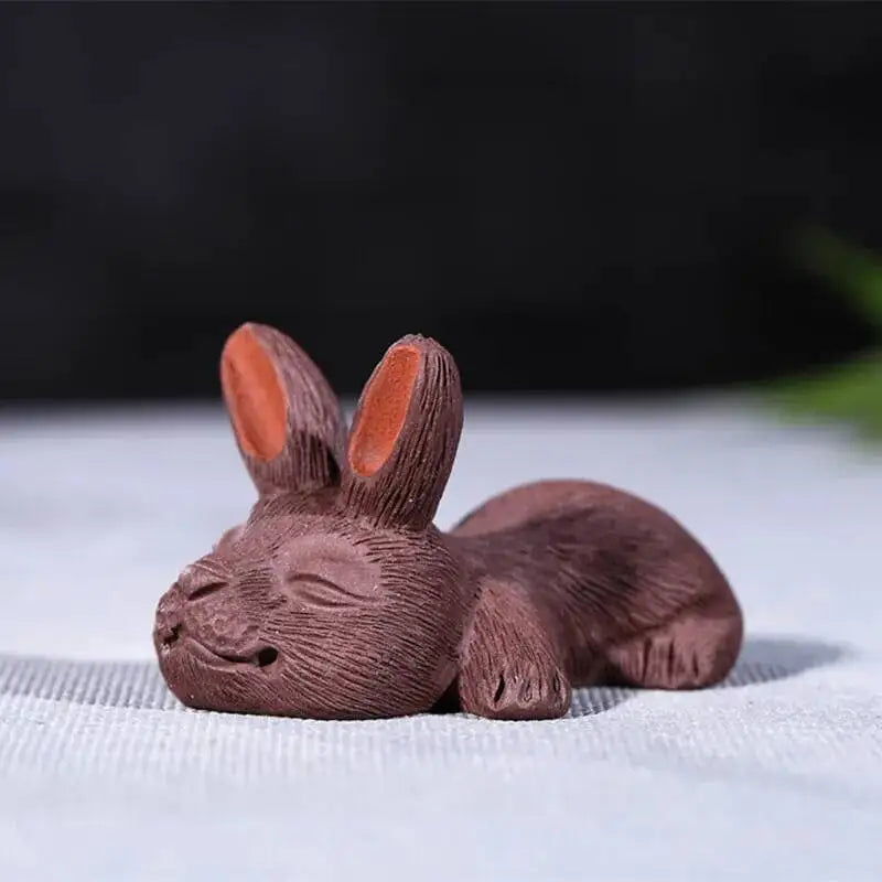 Purple Sand Tea Pet Rabbit Grooming Zodiac Cute Rabbit Pen Holder Sculpture Ornaments Tea Play Oasis Select 2