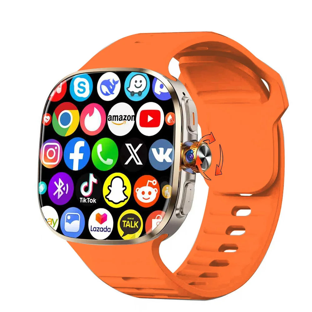 5G/4G Full Network Smart Watch 2.40 inch 720*720 Big Screen HD Video Call 8GB+128GB RAM Smartwatch Google Play WIFI GPS Sim Card Oasis Select Silver Orange 4GB 32GB