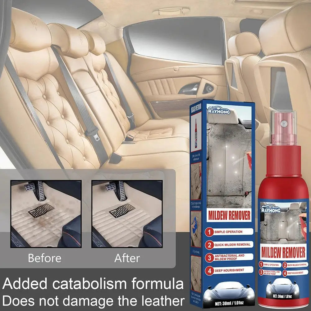 30ml Car Mildew Remover Multi-Functional Car Interior Cleaner Spray Stains Remover for Leather Fabric Car Seat Care Oasis Select