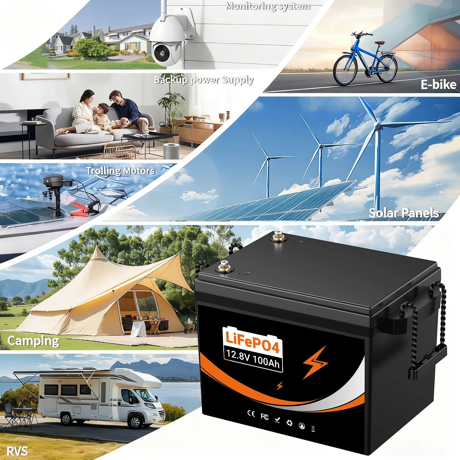 12V 100Ah Lithium Iron Phosphate Battery - 2000-7000 Cycles, Built-in BMS for RV, Solar, Boat, Trolling Motor, UPS Oasis Select