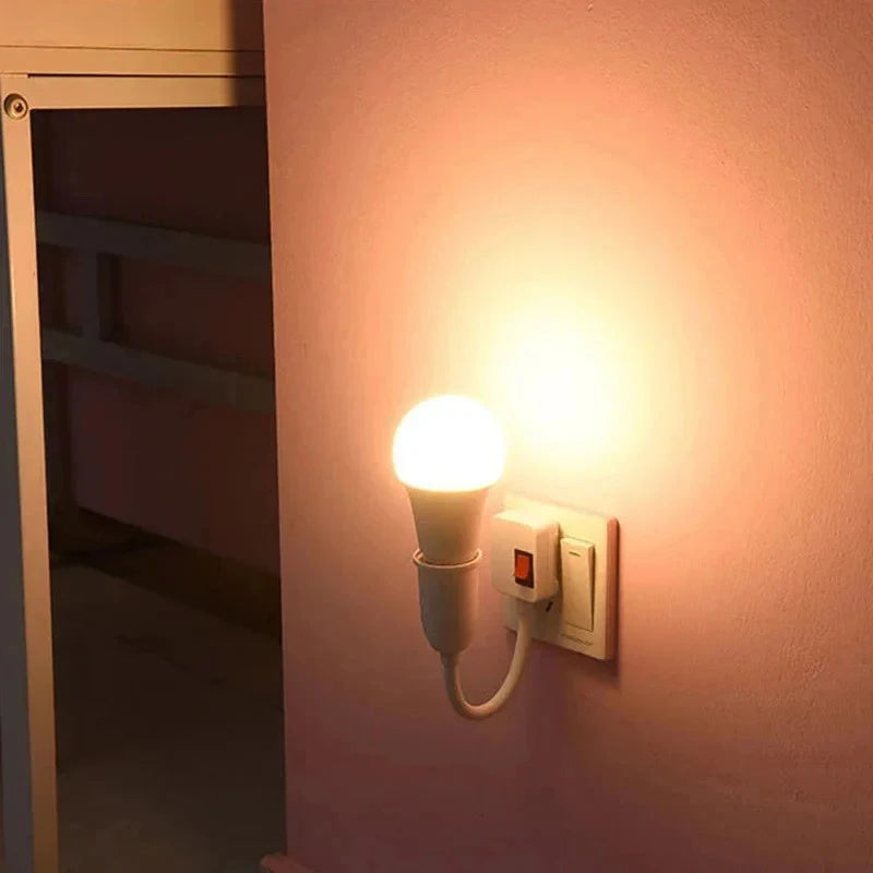 E27 Direct Plug In Swivel Head E27 Socket Bulb Holder With Switch EU Plug LED Table Lamp Stainless Steel Hose Steering Lever Oasis Select