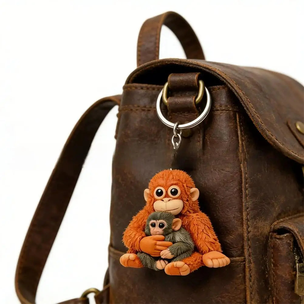 Cute Monkey Keychain Charm – Backpack, Keys & Car Gift