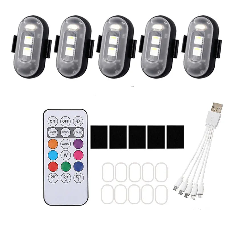 RGB LED Drone & Motorcycle Strobe Light | 8 Colors Remote USB