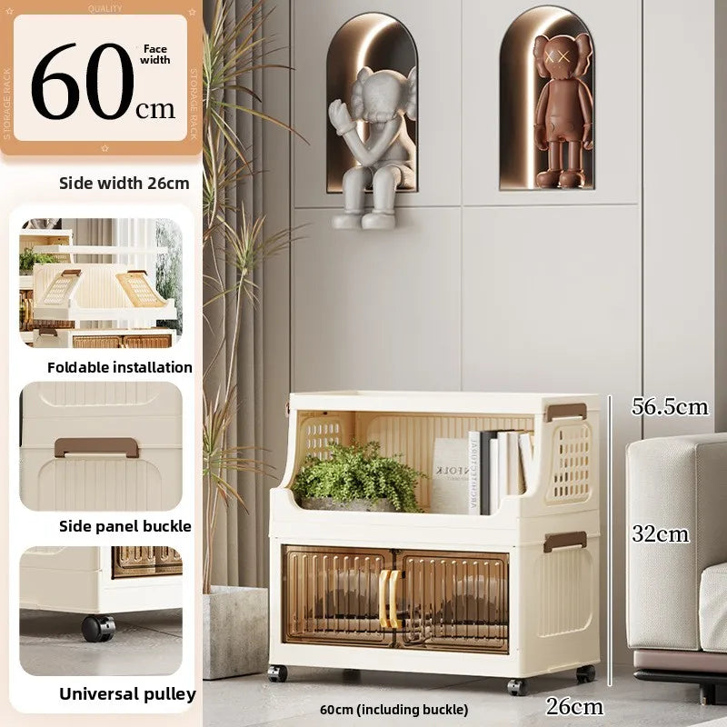 40-50-60 transparent household living room multi-layer mobile snack locker storage folding rack locker Oasis Select 60CM 1 plus 1