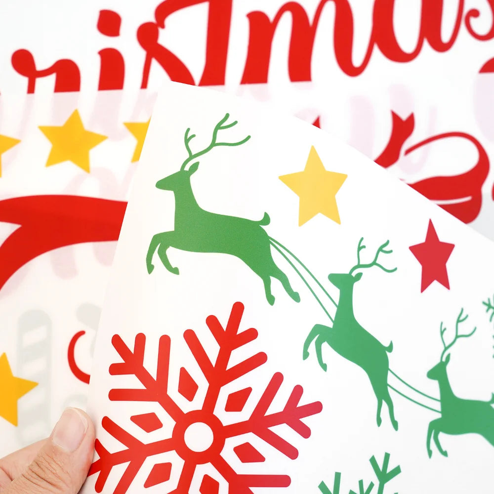 Christmas Wall Stickers Xmas Tree Candy Snowflake Pattern Self-adhesive PVC Sticker New Year Party Wall Window Decoration Decals Oasis Select