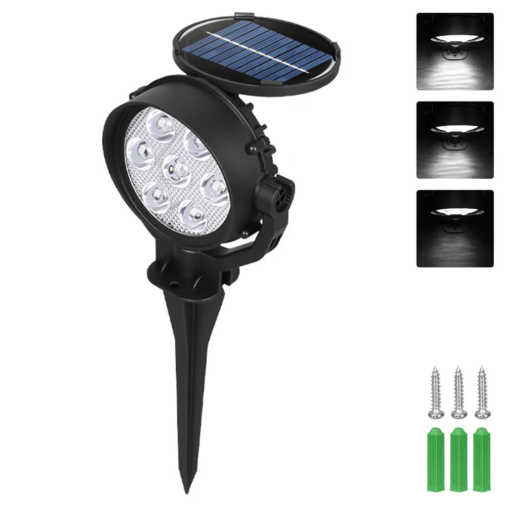 7LED Solar Lawn Light Outdoor IP65 Waterproof Spotlight Brightness Adjustable Lamp for Garden Backyard Driveway Patio Decor Lamp Oasis Select White light-A