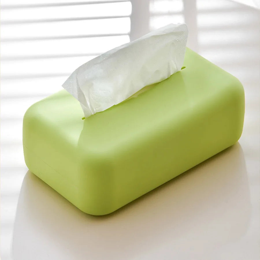 Light Luxury Tissue Box Soft Waterproof Tissue Box Cover Silicone Reusable Wet Wipe Box Holder Bathroom Kitchen Paper Holder Oasis Select green