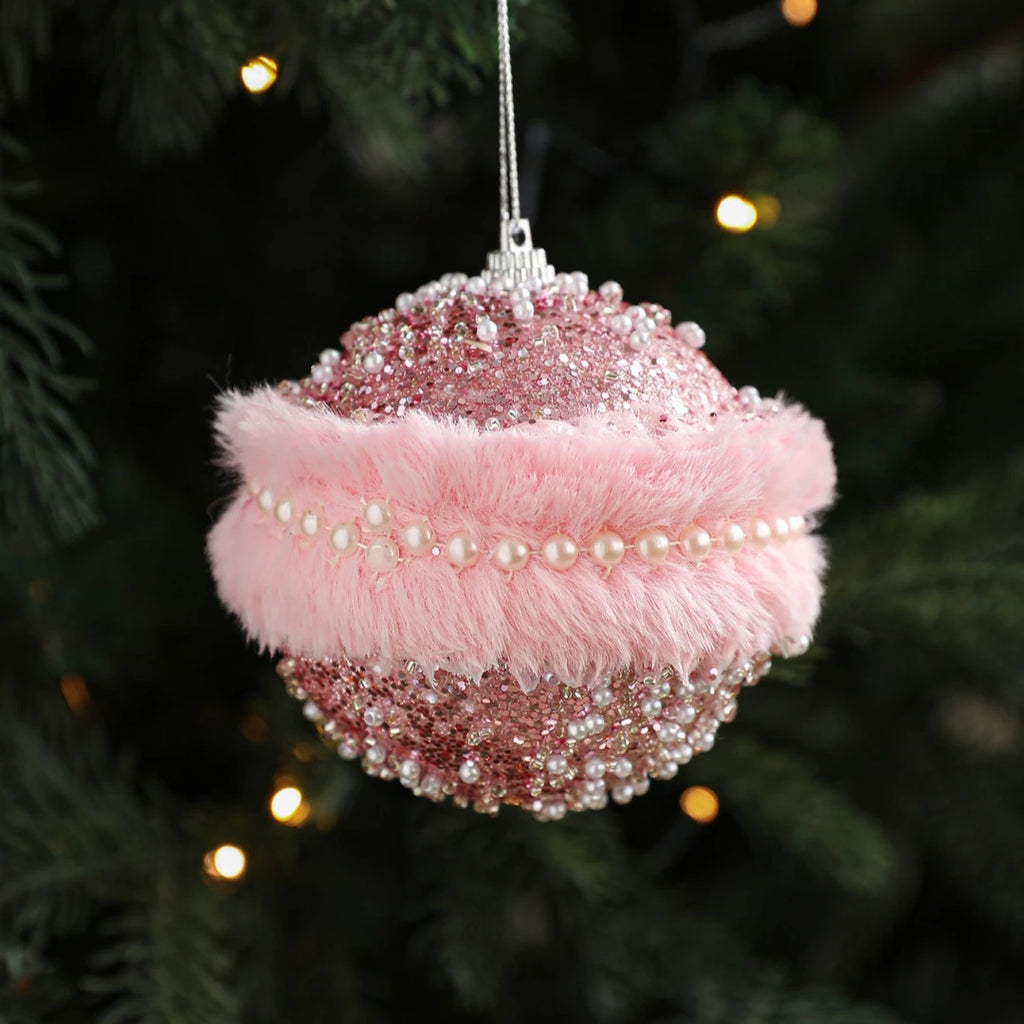 Christmas Tree Ornament Unique Pink Fluffy Christmas Ball Christmas Ball Decoration Modern Holiday Ornament For Festive Holiday Oasis Select