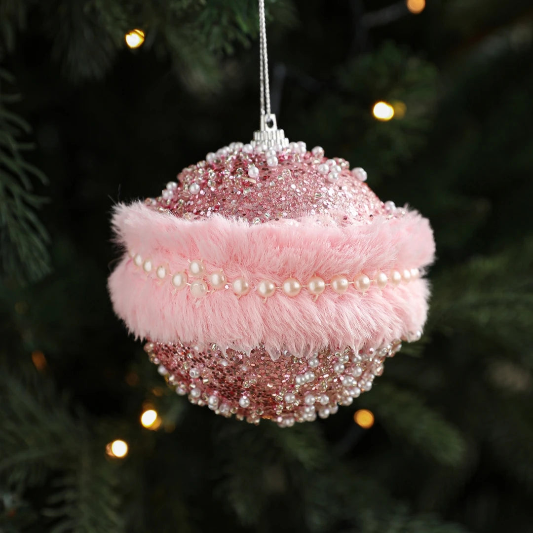 Christmas Tree Ornament Unique Pink Fluffy Christmas Ball Christmas Ball Decoration Modern Holiday Ornament For Festive Holiday Oasis Select