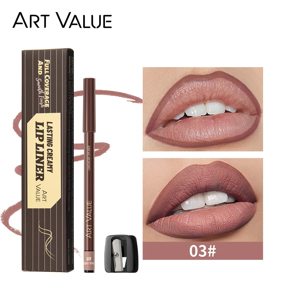 Art Value 12-Color Waterproof Matte Lip Liner Pencil – Long Lasting