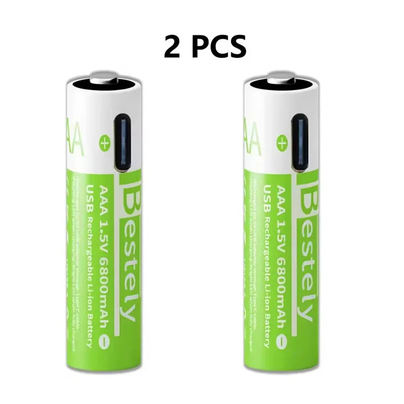 AAA Rechargeable Lithium Battery 2025 New 6800mAh Large Capacity, USB-C Charge, for Cameras, Electric Toothbrushes, Shavers Oasis Select 2 PCS Battery 1.5V