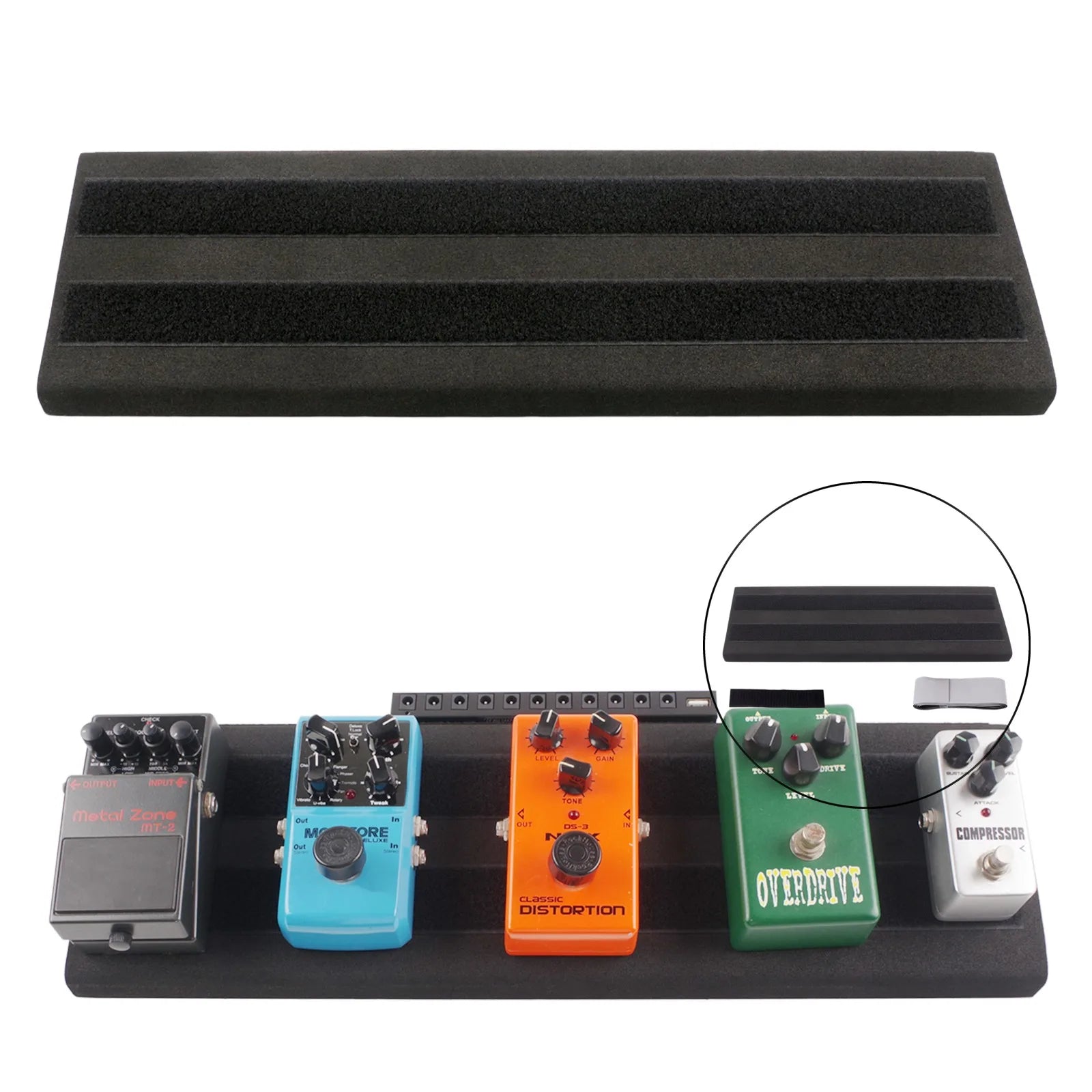 Efficient EVA Guitar Effect Pedalboard Lightweight with Tiered Structure and Cable Management for Musicians Black 50x15x4cm Oasis Select