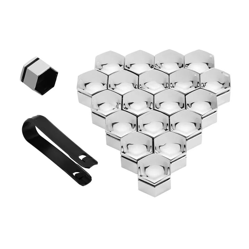 20/40/60/80pcs Car Wheel Nut Cap 17/19/21mm Protective Cap Rust Proof Wheel Hub Screw Cover Tire Nut Bolt External Decoration Oasis Select 20pcs-Silver 19mm