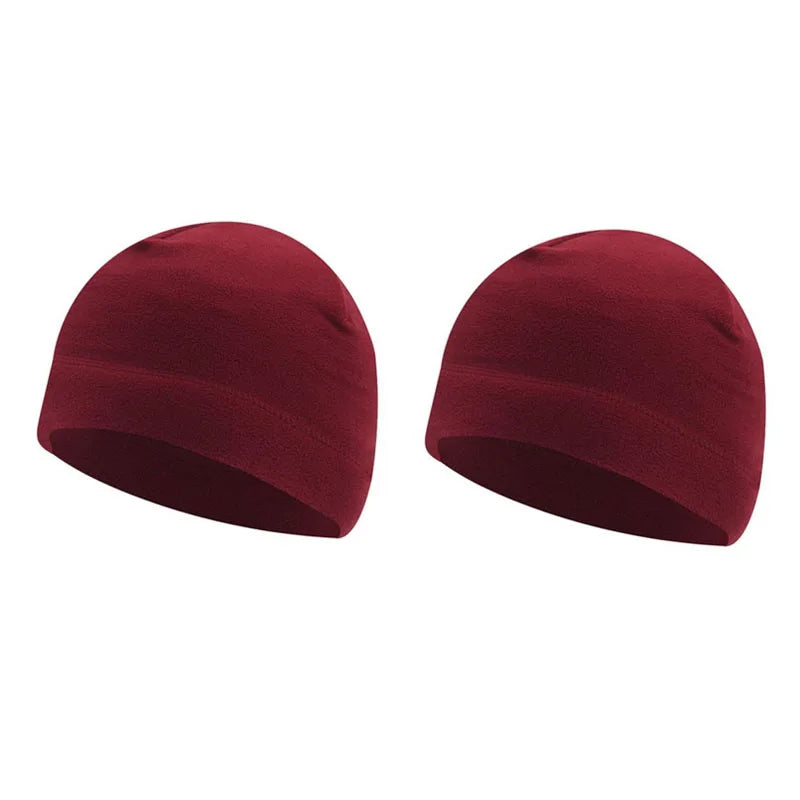 1/2pcs Warm Beanie Hat Soft Men Women Ski Cycling Skin-Friendly Anti-Static Hiking Thermal Fleece Running Windproof Oasis Select 2pcs-Wine Red
