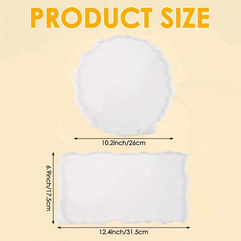 LIKE WISH 2 Pieces Tray Silicone Mold Kit Irregular Epoxy Resin Tray Molds For DIY Crafts (Rectangle+Round) Oasis Select