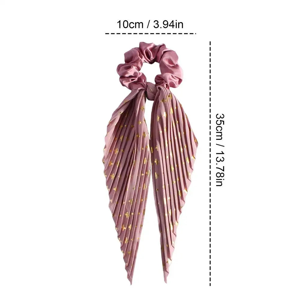 1PC Flower Print Bow Satin Long Ribbon Ponytail Scarf Tie Scrunchies Women Girls Elastic Bands French Headdres Hair Accessories Oasis Select Red
