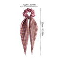 1PC Flower Print Bow Satin Long Ribbon Ponytail Scarf Tie Scrunchies Women Girls Elastic Bands French Headdres Hair Accessories Oasis Select Red