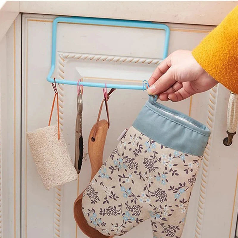 1PCS Cabinet Door Single Pole Towel Rack Plastic Non Marking Cloth Hanger Miscellaneous Items No Need To Drill Holes Oasis Select