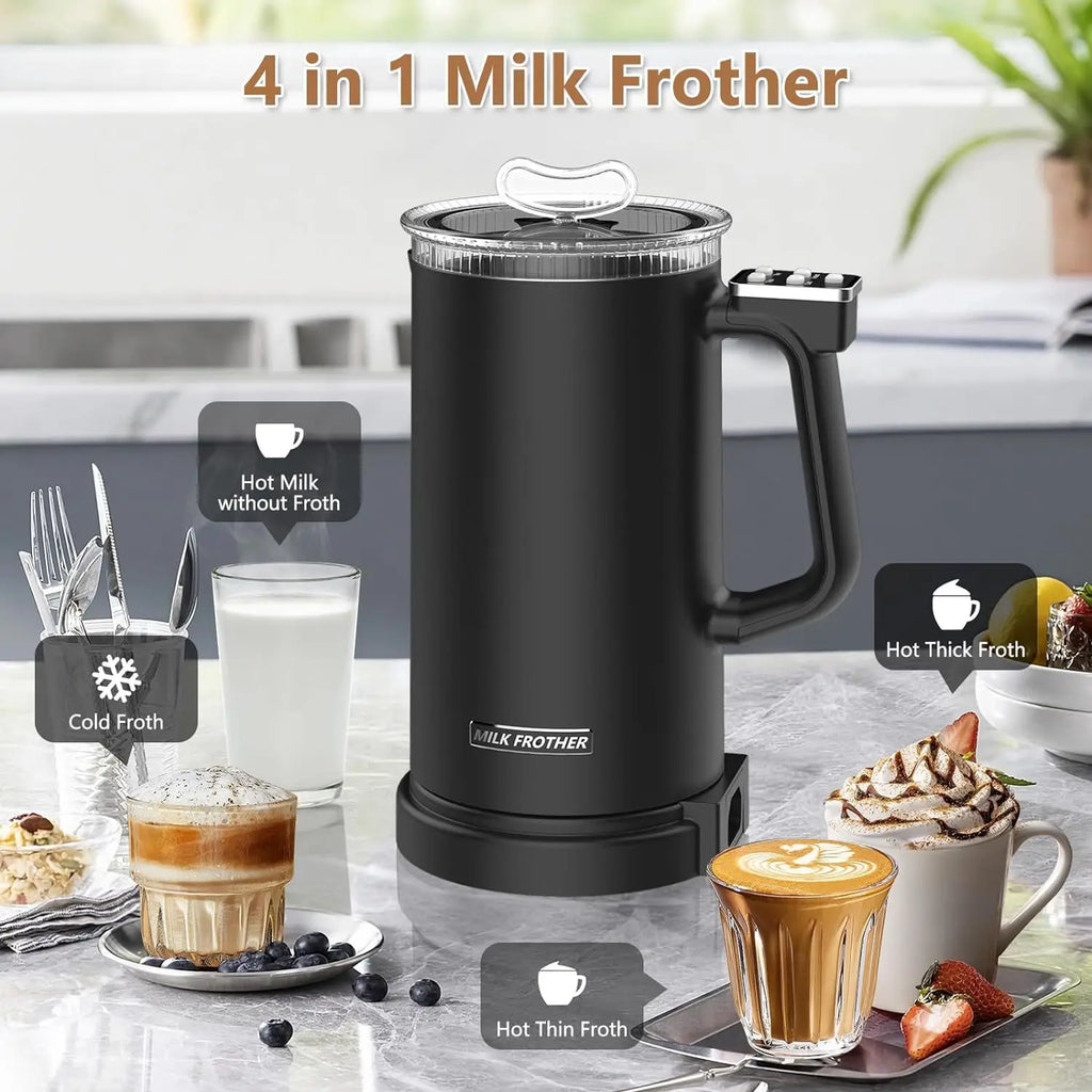 4-in-1 Electric Milk Frother 500ml | Hot & Cold Foam Maker