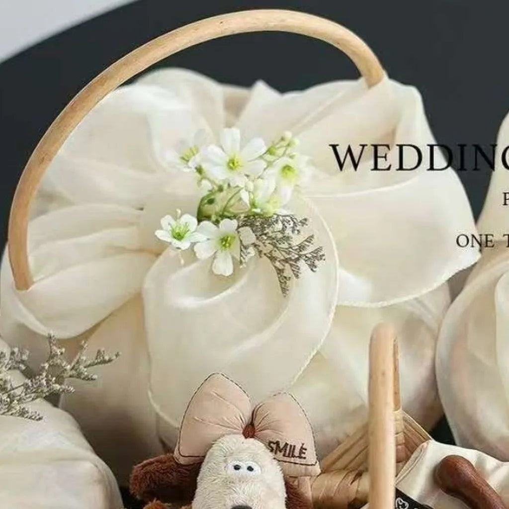 Rattan Gift Basket with Floral Decor | Wedding & Holiday Hamper