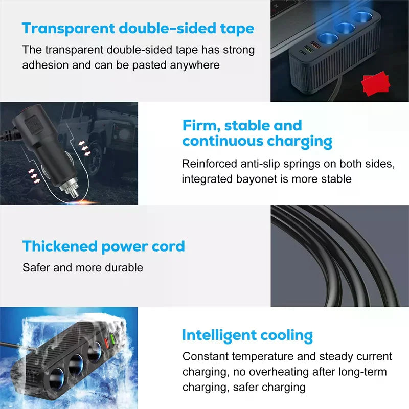 Car Charger For Phones 120W Plug And Play Charger Splitter Overcharge Protection Charger Adapter PD QC3.0 Car Charger Oasis Select