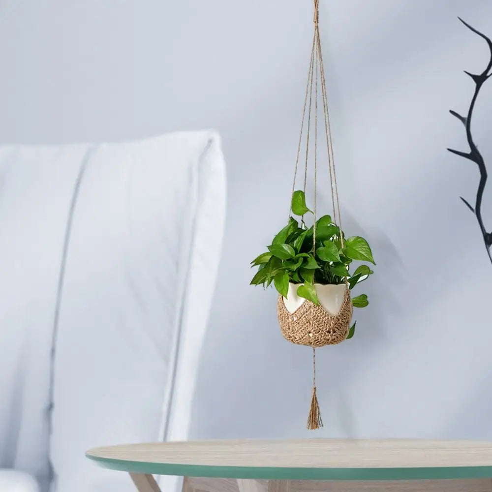 Macrame Hanging Planter | Hand-Woven Hemp Rope Plant Hanger