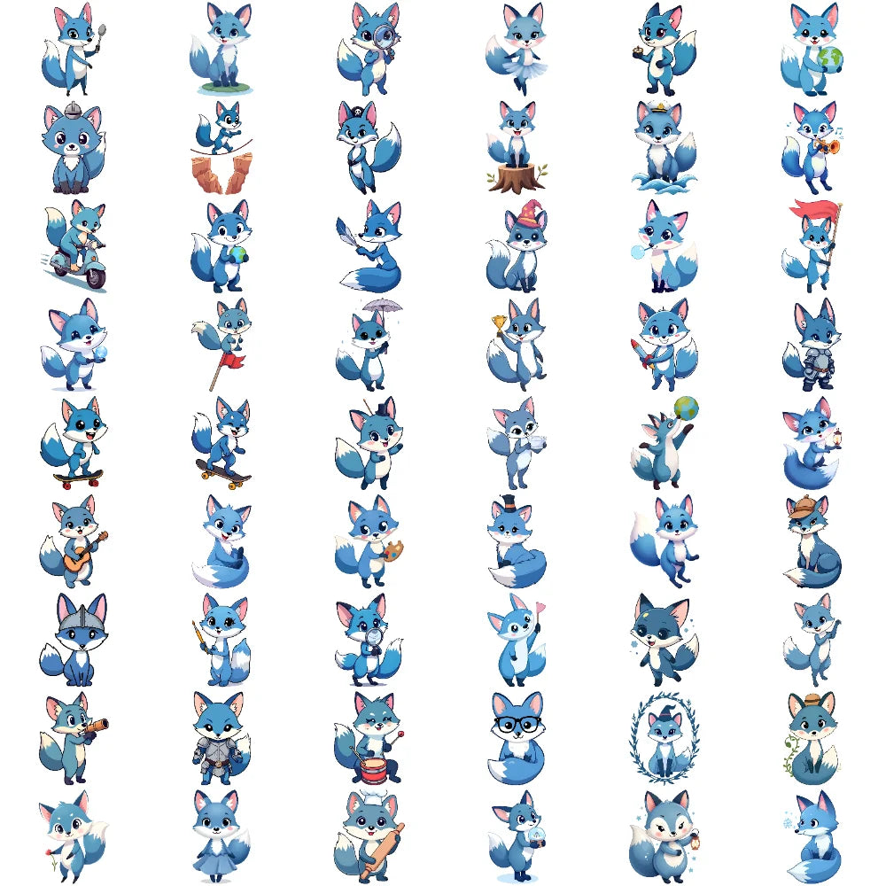 54-Piece Fox Cartoon Temporary Tattoo Stickers – Waterproof