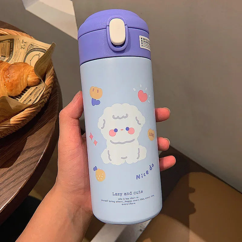 380ML Thermos Vacuum Flask Cute Cartoon 304 Stainless Steel Thermal Water Bottle Insulated Straw Cups Tumbler Drinkware Oasis Select