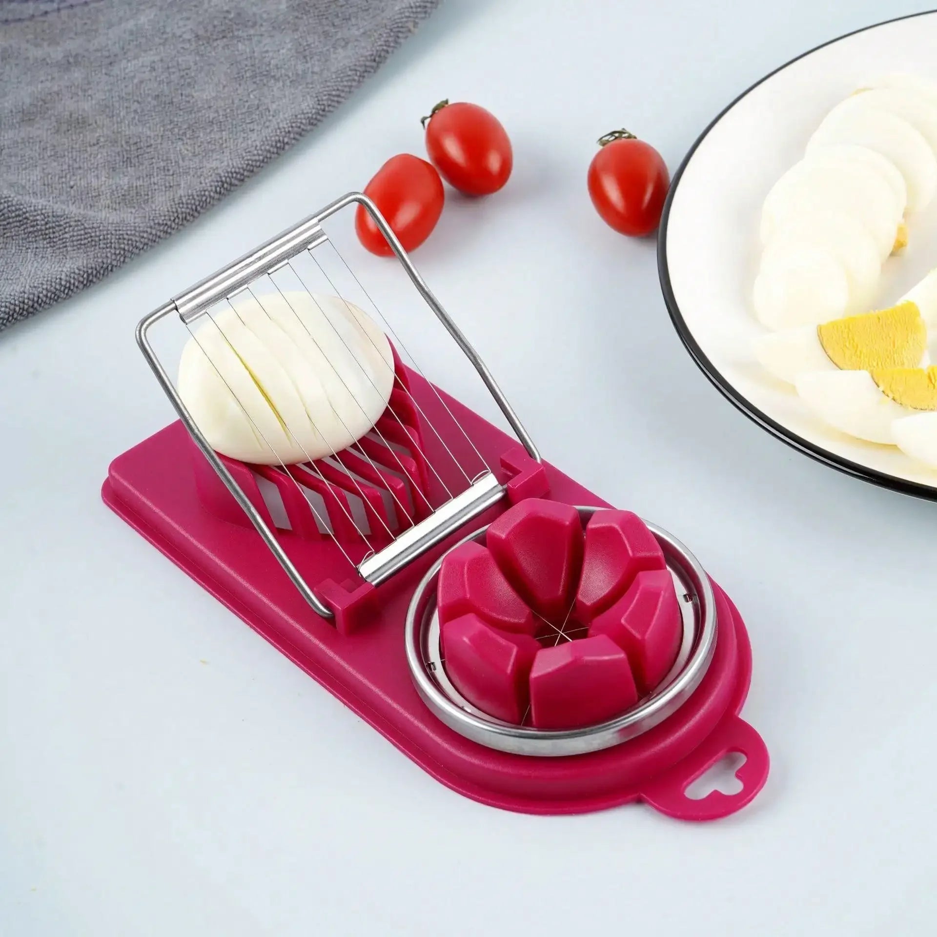 Multifunctional PP Base egg cutter 2-in-1 stainless steel wire pull egg cutter for hanging high-quality kitchen accessory tools Oasis Select
