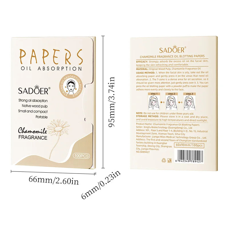 100-Pack Bamboo Charcoal Oil Blotting Sheets for Oily Skin Oil Blotting Sheets Oasis Select
