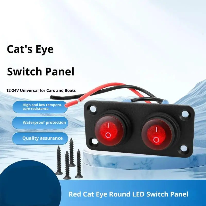 6.Vehicle 12V Waterproof Switch Panel: 1-6 Gang Rocker Toggle On-Off Switches with Red LED Light for Boat, Truck Oasis Select