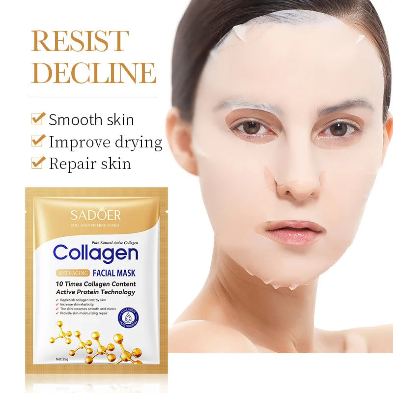 SADOER Collagen Sheet Mask – Hydrating & Firming | 5/10 Pcs Collagen Sheet Mask Oasis Select