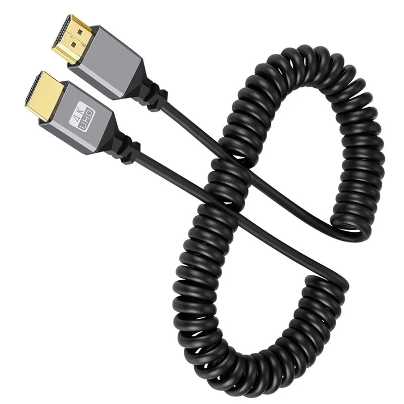 4K60HZ 0.5-2.4M 4K HDMI-Compatible TO HDMI Coiled Extension Flexible Spiral Cable 4K HDMI Male to Male Plug Cable Oasis Select