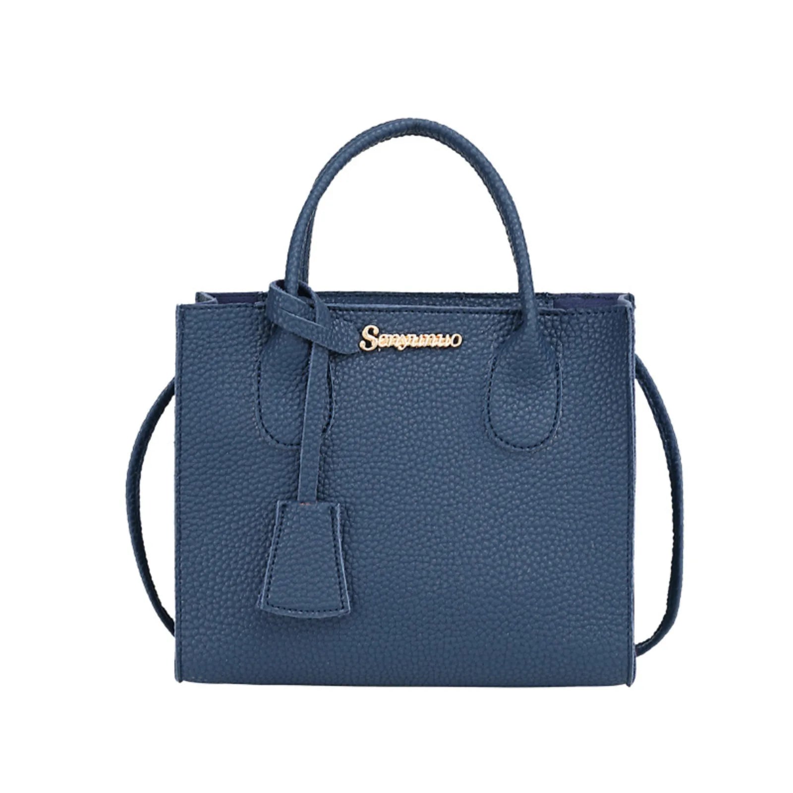 Women's Large PU Leather Tote Shoulder & Crossbody Handbag Tote Crossbody Handbag Oasis Select Blue One Size