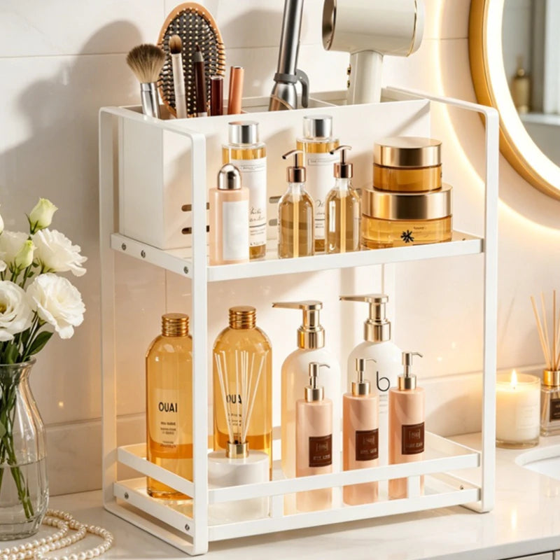 Household Hair Dryer Shelf Hair Tool Makeup Brush Storage Tube Bathroom Dresser Skin Care Product Shelf Oasis Select