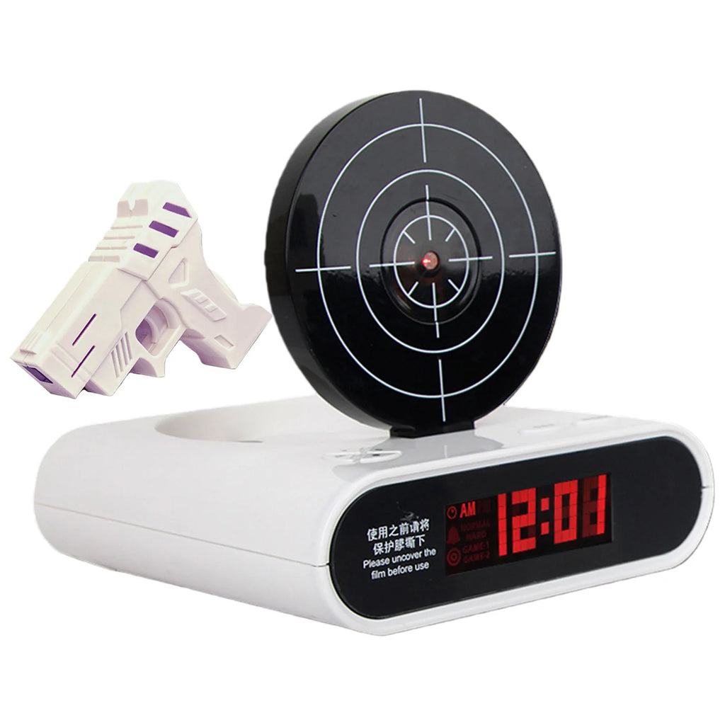 Personalized Wake Shot Alarm Clock with Gun & LED Display Creative Target Shooting Clocks for Heavy Sleepers Novelty Girls Oasis Select WHITE China Mainland