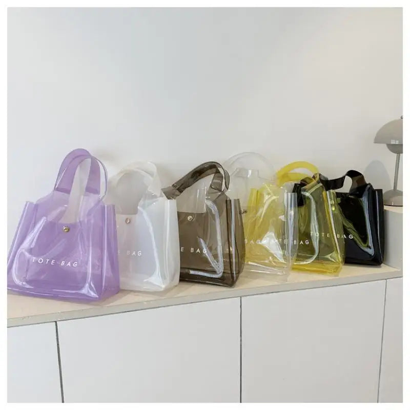 PVC Clear Fashion Shoulder Bag Women's Transparent Tote Bag PVC 투명 패션 숄더백 Сумка женская Daily Commute Bag Clear Shoulder Bag Oasis Select