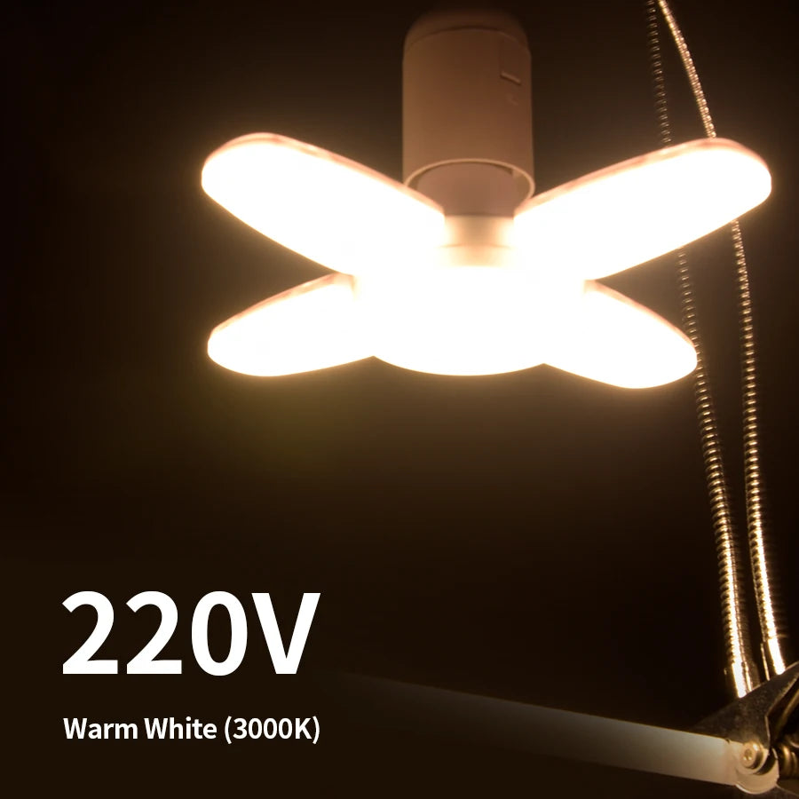 E27 28W Foldable Fan LED Bulb 360° – Garage & Home Light LED Light Bulb Oasis Select 220V Warm White