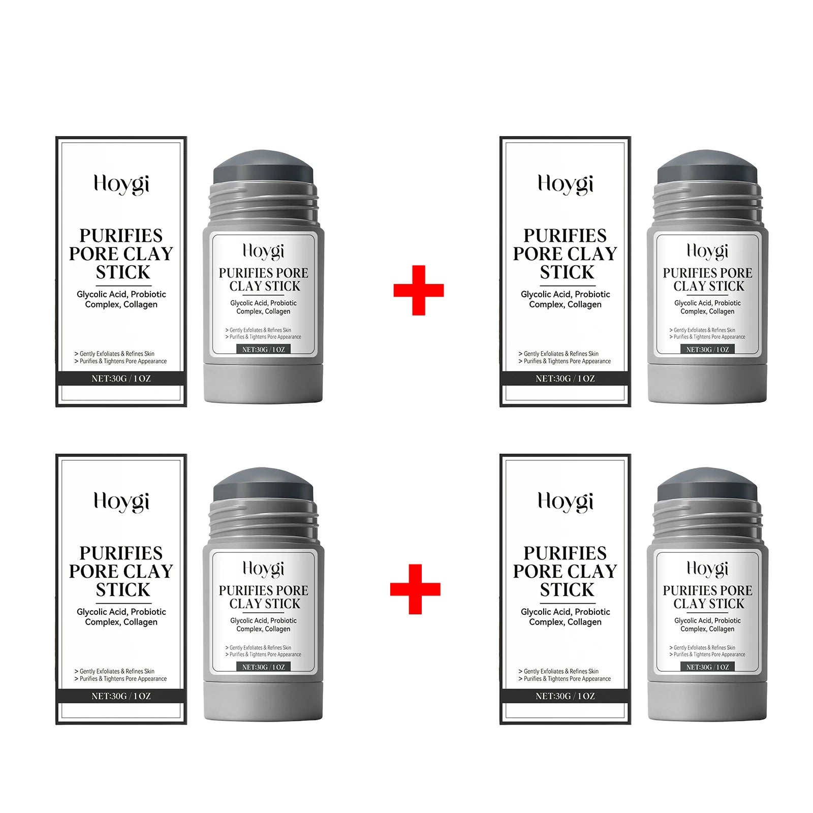 Pore Purifying Clay Mask Stick Blackhead Remover Pore Minimizing Deep Cleaning Brightening Skin Glycolic Acid Face Mask 30g Oasis Select 4pcs