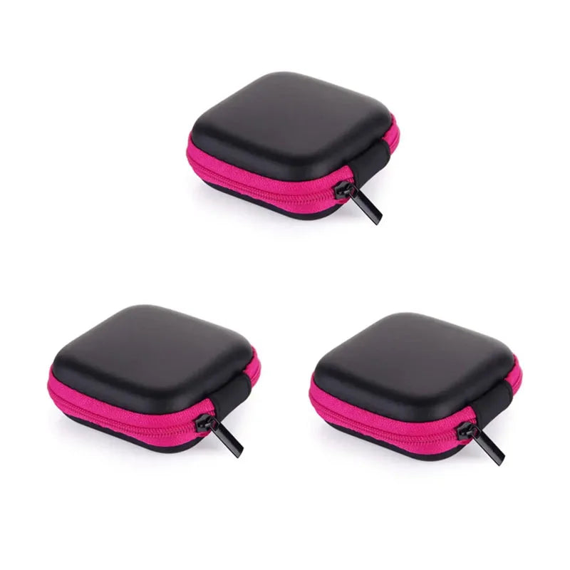 1/3Pcs Zipper Storage Bag For Wired Earphone Data Cable Mini Portable Small Square Bag For AirPods Key Money Bag Protector Case Oasis Select 3pcs rose
