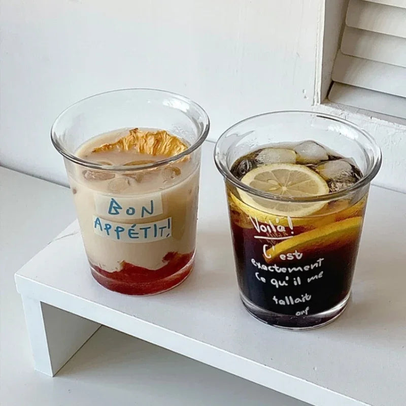 320ML Transparent Glass Korean Ins Style American Iced Latte Coffee Milk Juice Beverage Black Tea Cup Cocktail Glassware Gift Oasis Select