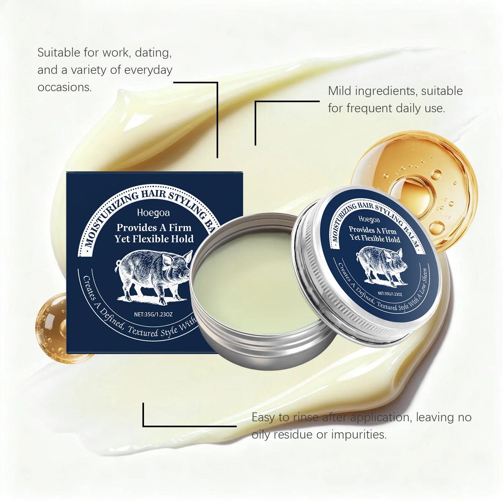 HOEGOA Hair Style Balm Nourish Scalp Stay Fluffy Improve Quality Easy Maintain Lasting Fragrance Eliminate Frizz Hair Care Balm Oasis Select
