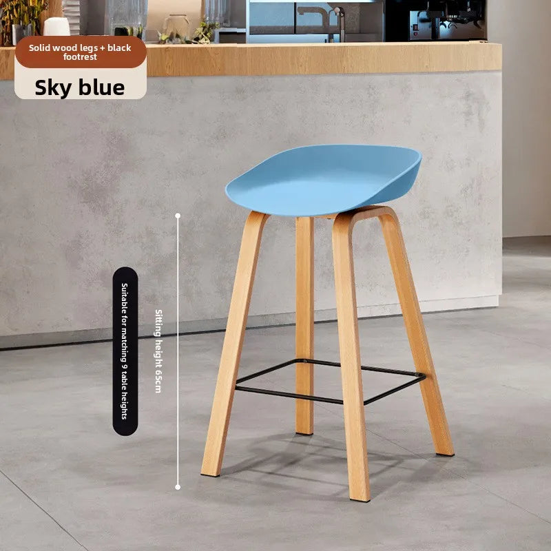 Nordic Bar Chair Modern Simple Bar Chair Wrought Iron Fashion Creative Restaurant High Stool Household Stool Front Desk Chair Oasis Select Blue 65 2 pieces 1