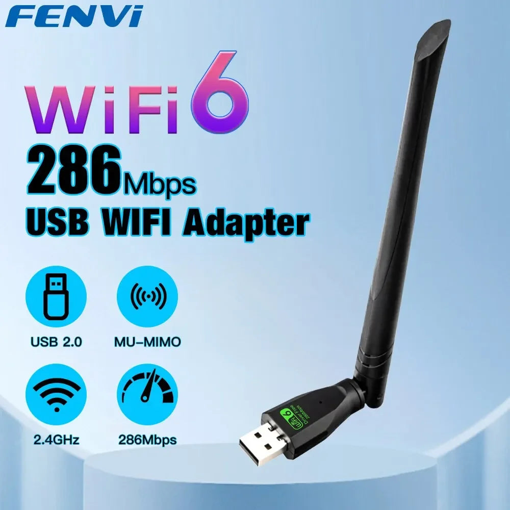 WiFi 6 USB Adapter AX286 Network Card Dongle 2.4GHz 802.11AX Antenna Signal Reception for Laptop Windows 10/11 Driver-Free Oasis Select WIFI6 AX286 Antenna