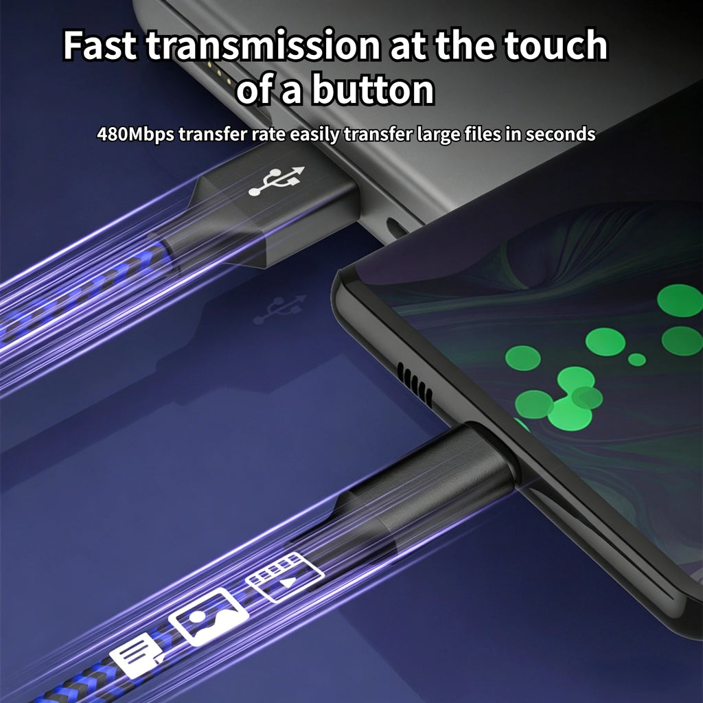 USB To Type-C Nylon Data Cable Supports 10A Ultra-Fast Charging 1m/3m Pptional Both Electrical Charging And Data Transmission Oasis Select