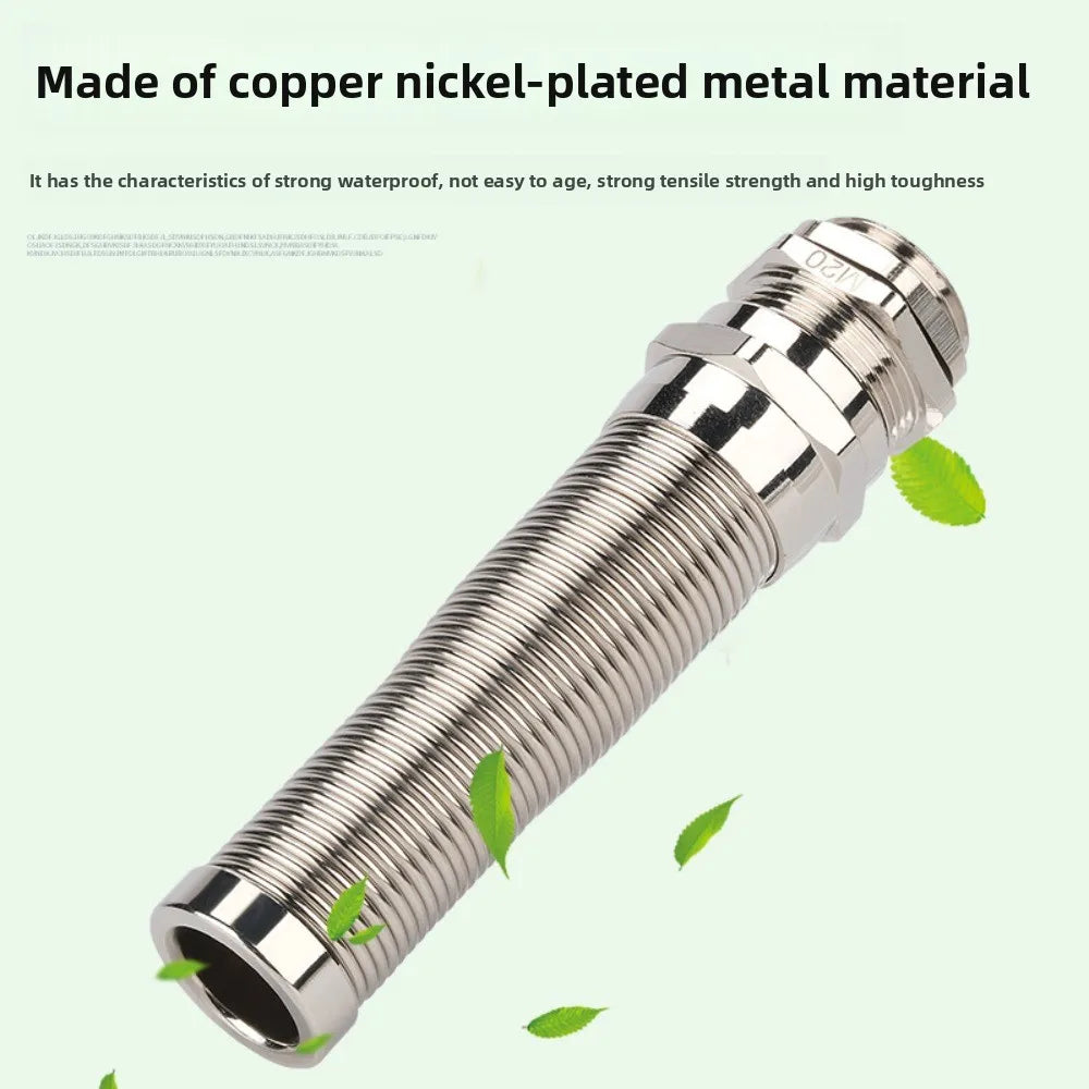 Anti-bending Cable Gland Nickel Plated Brass Waterproof Joint IP68 Seal Jiont LED Lamp Connector PG7 PG9 PG11 PG13.5 PG16 PG21 Oasis Select