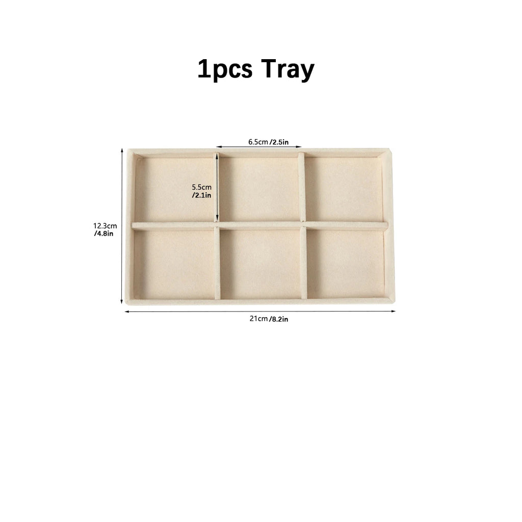 Velvet Jewelry Display Tray Set, Exquisite Jewelry Organizer, Portable Ring, Earring, Necklace Storage Box, Anti-Oxidation Pouch Oasis Select SET 4